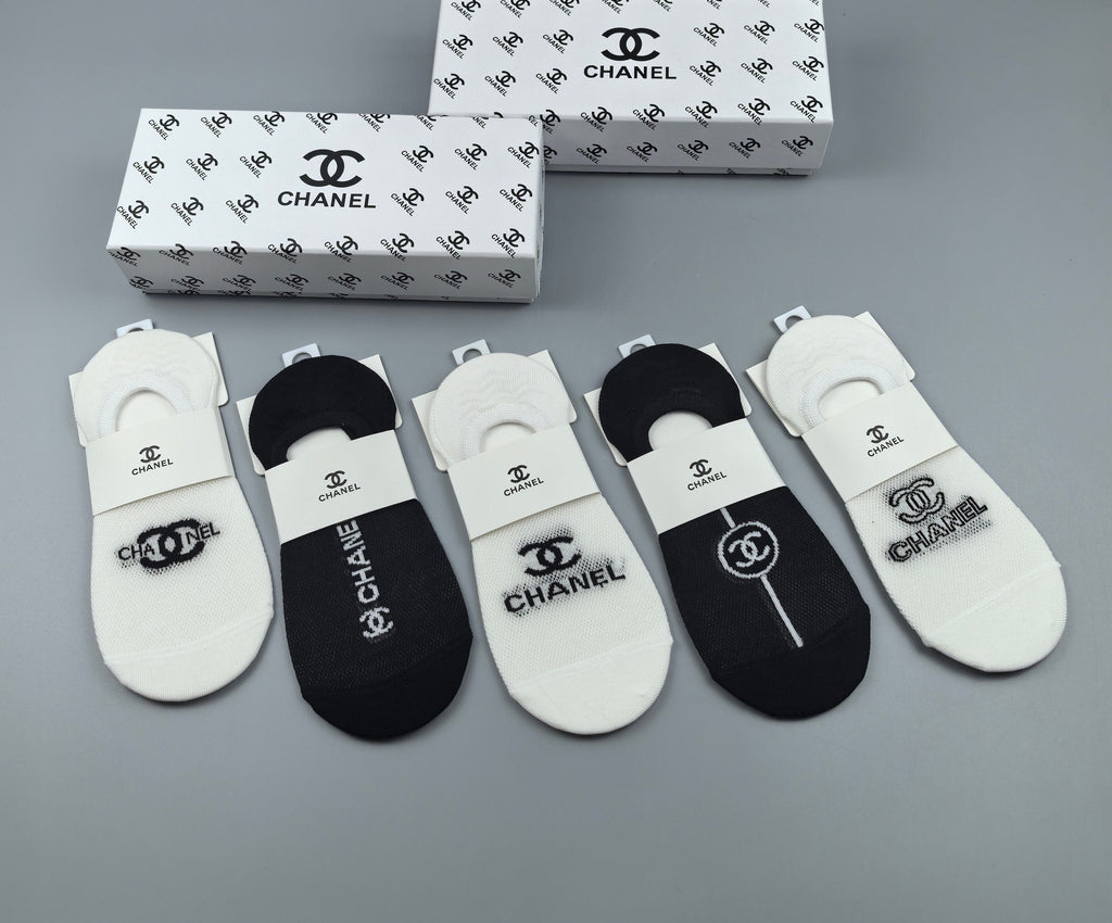 Chanel Cotton Short Socks - 5-Pair Pack
