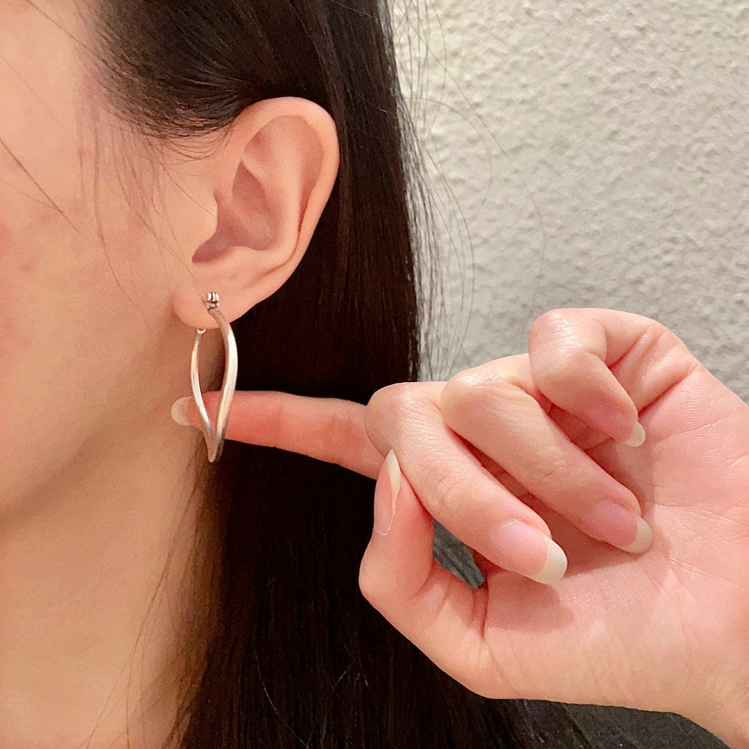Letter Statement Earrings in Polished Metal-Tone – Design 002 front product view