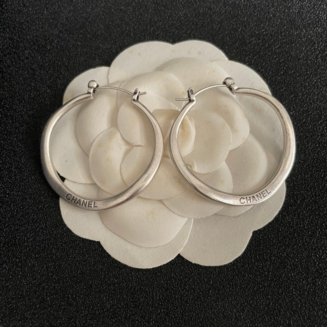 Letter Statement Earrings in Polished Metal-Tone – Design 002 front product view