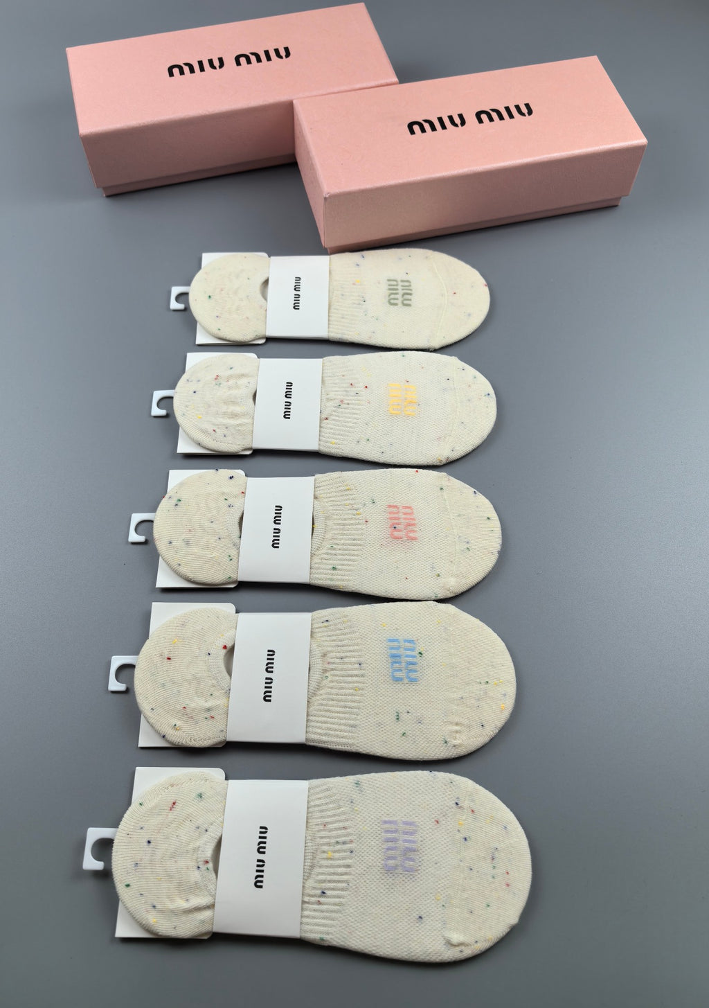 Miu Miu Combed cotton Visible Logo, Stripe Or Motif Details No-Show Socks
