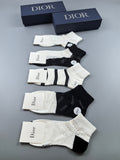 Dior Cotton Short Socks - 5-Pair Box