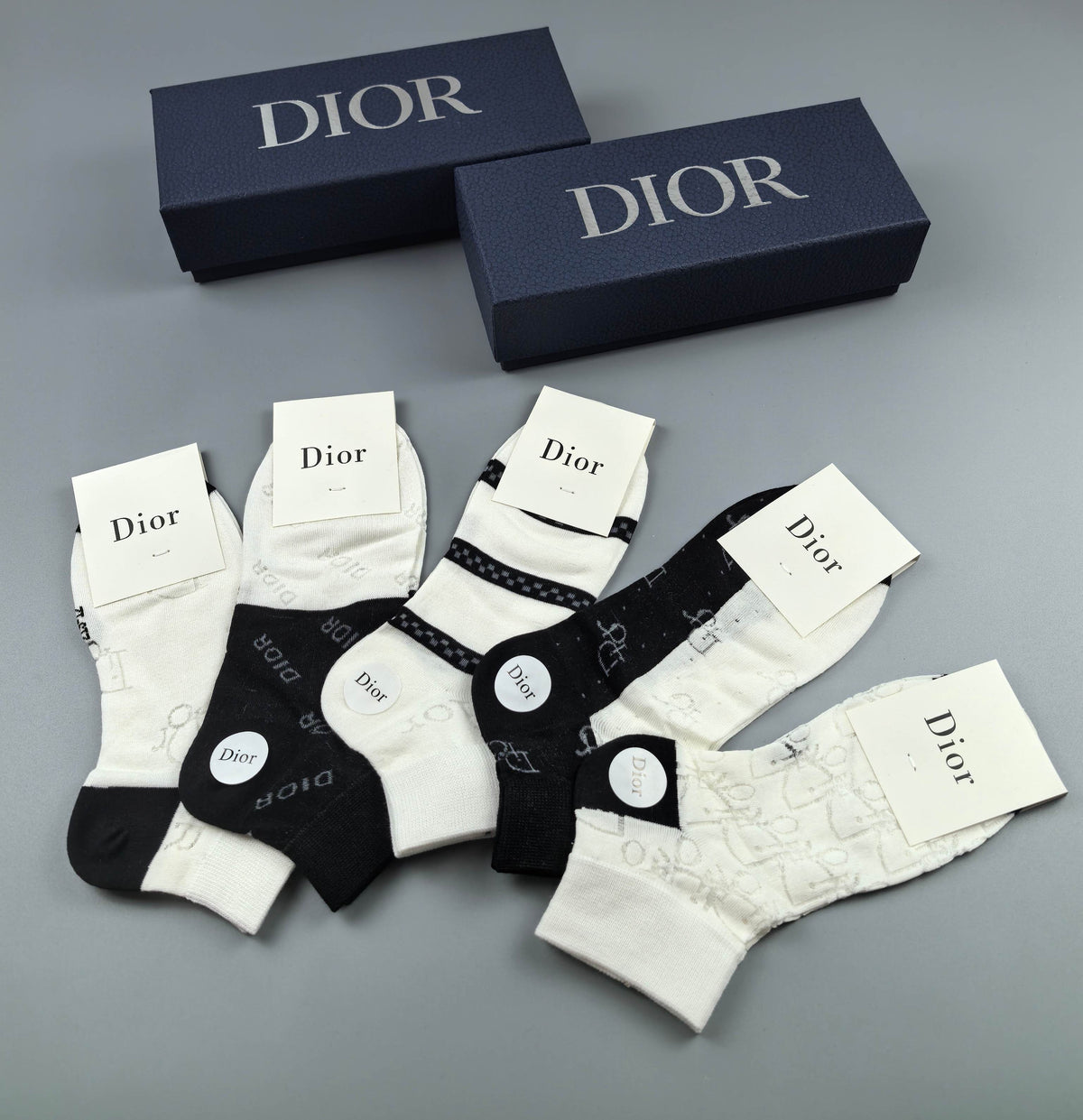 Dior Cotton Short Socks - 5-Pair Box