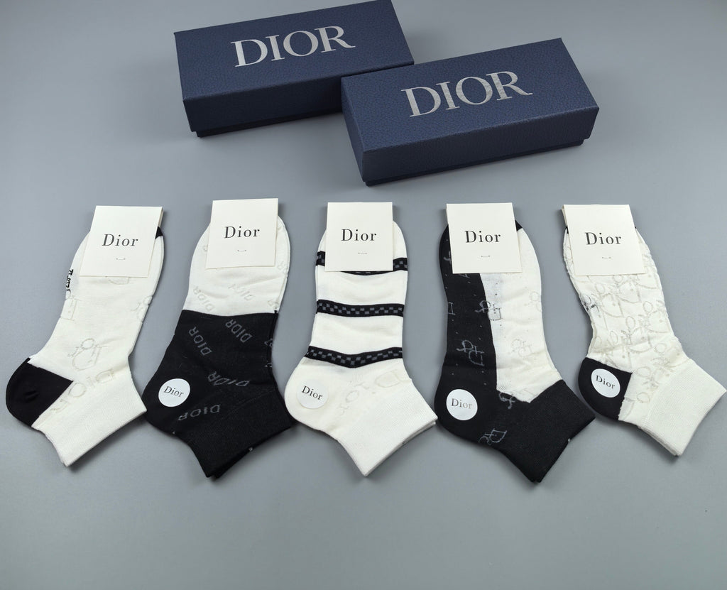 Dior Cotton Short Socks - 5-Pair Box