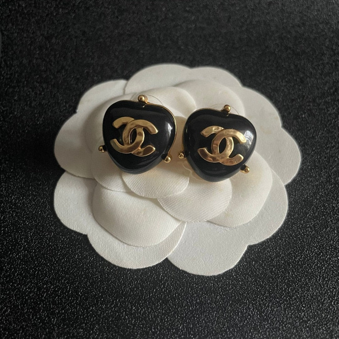 Double-C Emblem Pearl-Detail Stud Earrings – Pearl Detail – Design 009 front product view