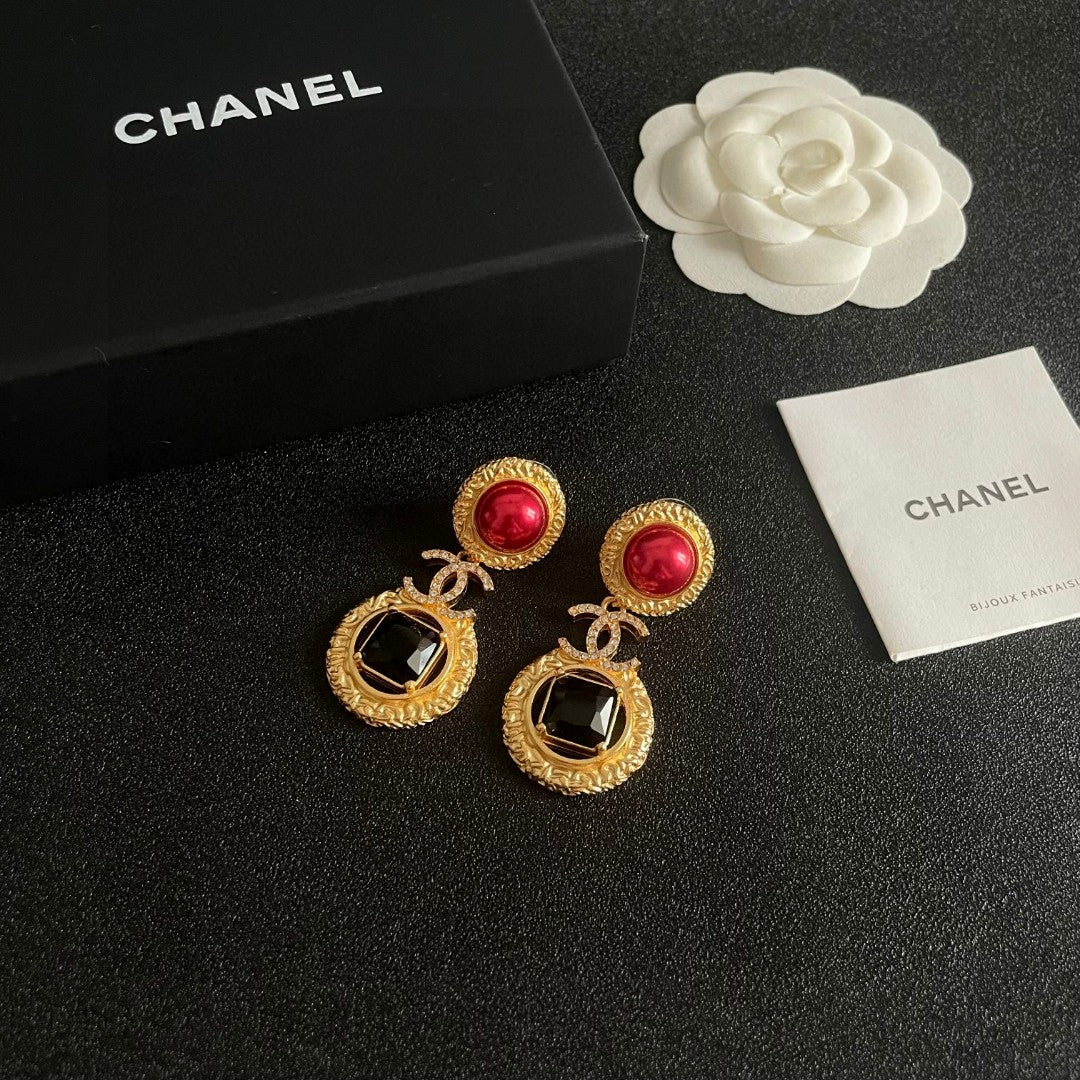 Double-C Emblem Crystal-Accent Statement Earrings – Design 017 styled product view