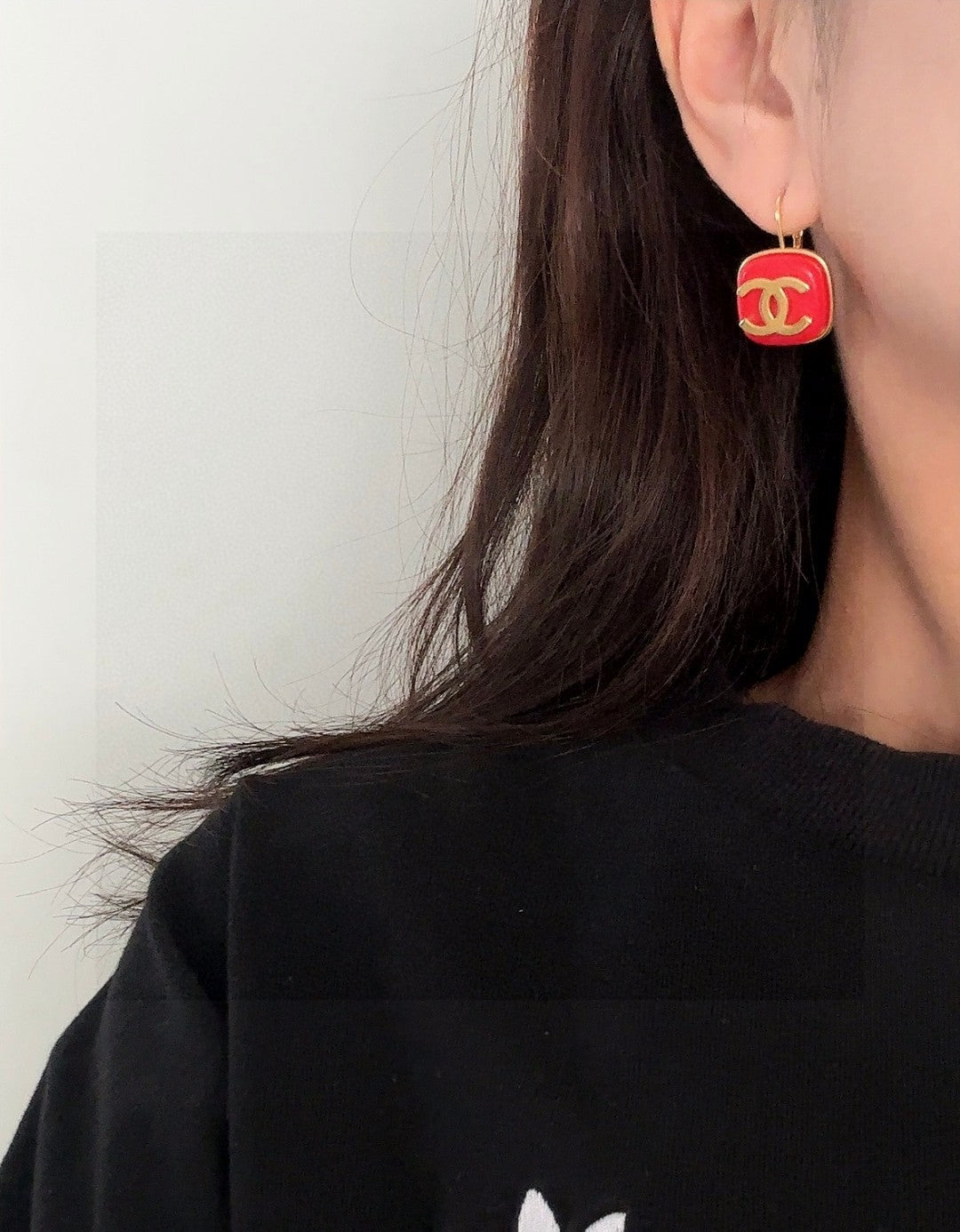 Double-C Emblem Statement Earrings in Polished Metal-Tone – Design 032 main product view