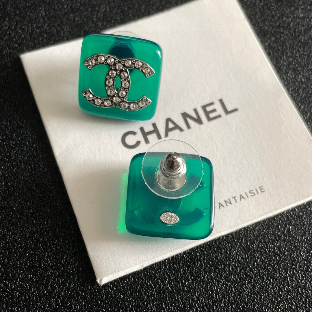 Double-C Emblem Crystal-Accent Stud Earrings – Design 024 main product view