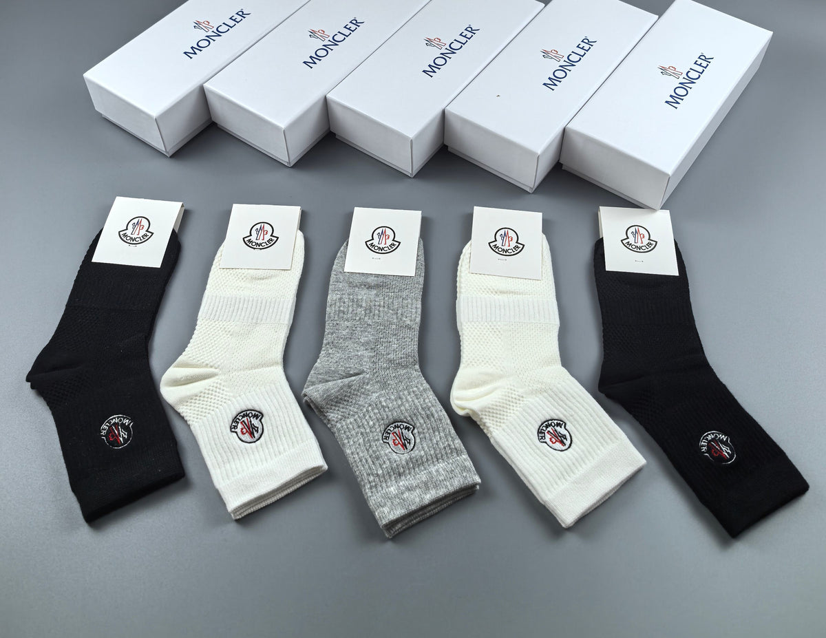 Moncler Small Round Emblems Ankle Socks - 5-Pair Set