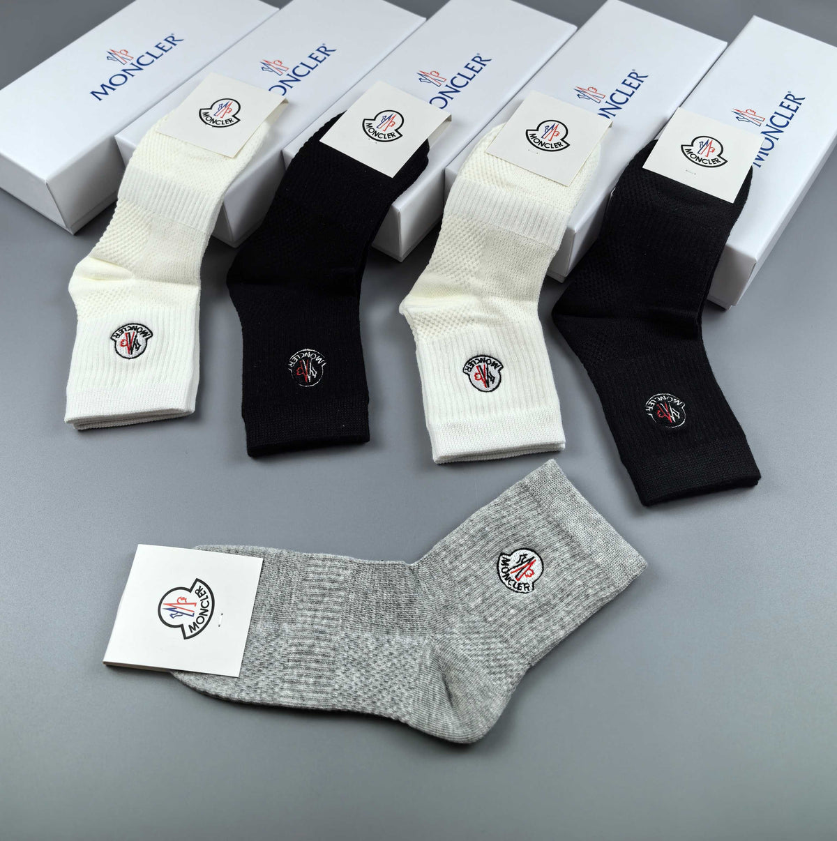 Moncler Small Round Emblems Ankle Socks - 5-Pair Set