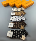 Louis Vuitton Cotton Visible Branded Cuff Or Emblem Details No-Show Socks - 5-Pair Set