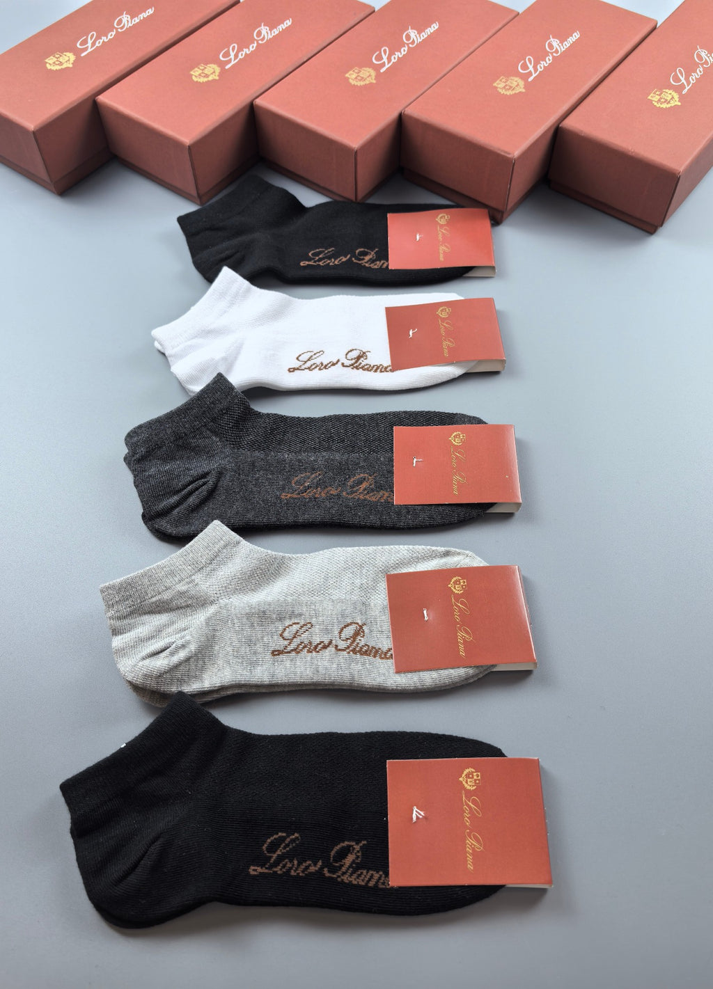 Loro Piana Restrained Wordmarks Ankle Socks - 5-Pair Set