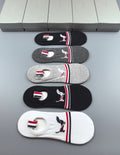 Thom Browne Cotton Visible Branded Cuff Or Emblem Details No-Show Socks - 5-Pair Set