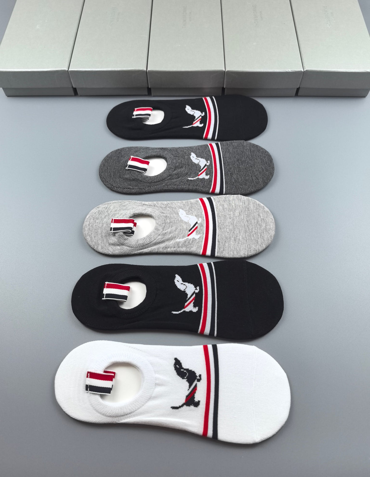 Thom Browne Cotton No-Show Socks - 5-Pair Pack