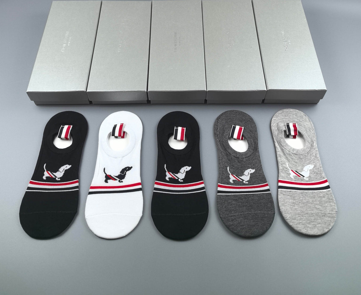 Thom Browne Cotton No-Show Socks - 5-Pair Pack