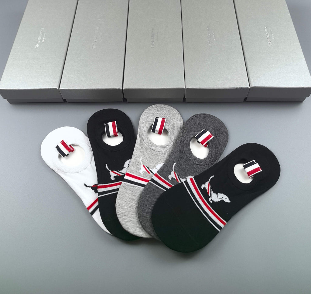 Thom Browne Cotton No-Show Socks - 5-Pair Pack