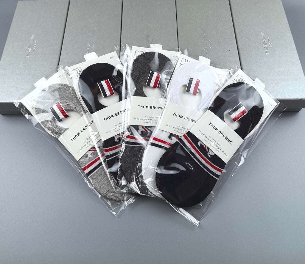 Thom Browne Cotton No-Show Socks - 5-Pair Pack