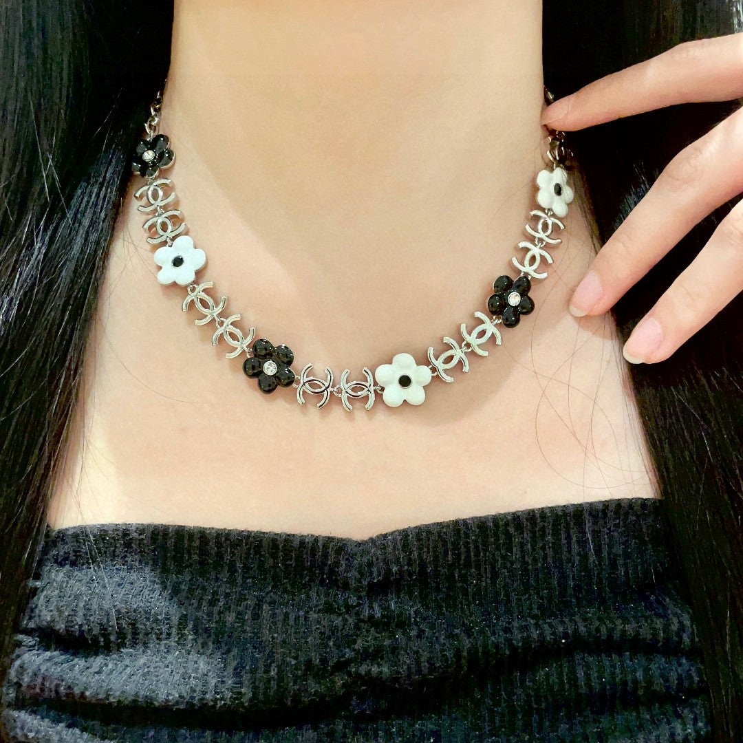 Camellia Pendant Necklace in Polished Metal-Tone – Camellia Detail – Design 014 main product view