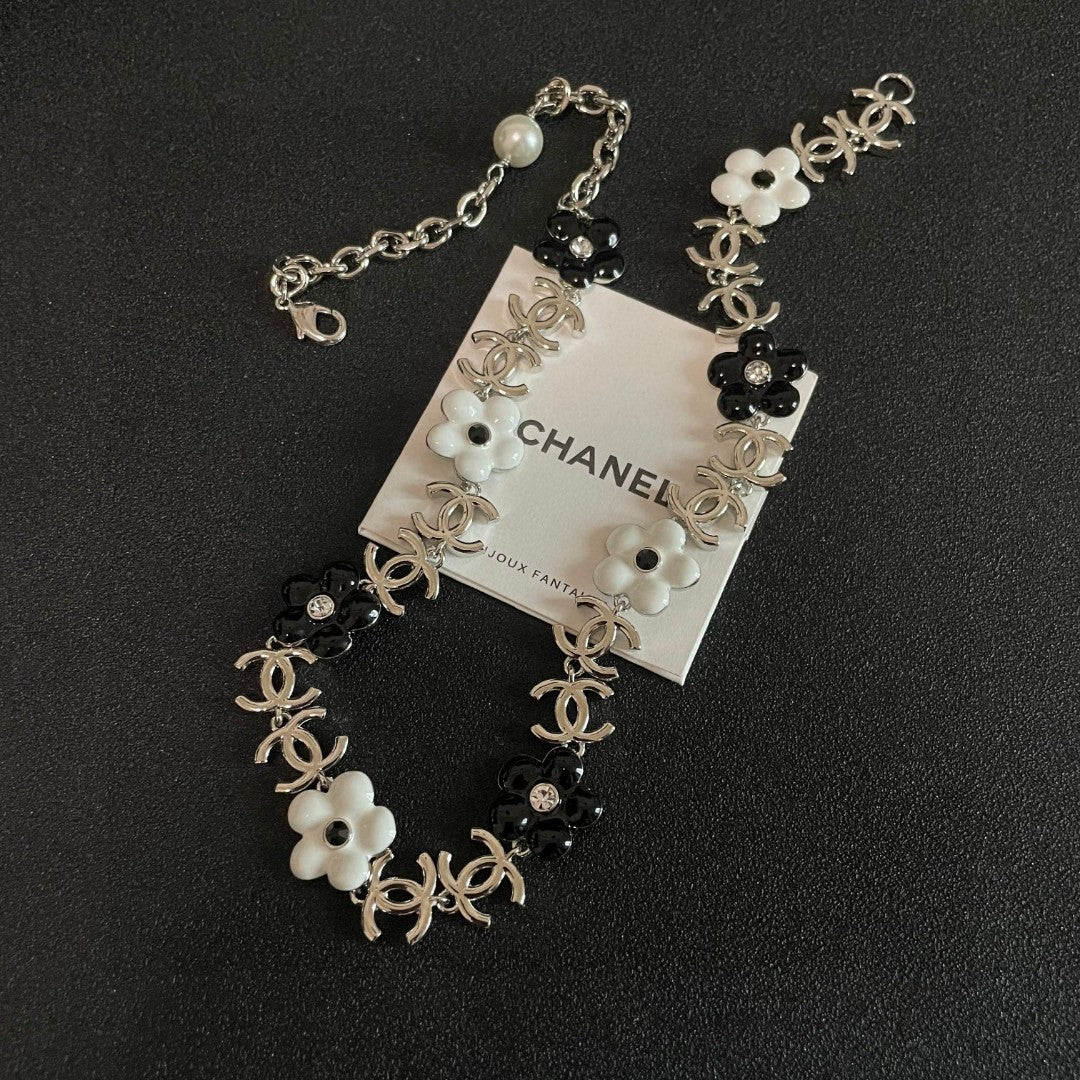 Camellia Pendant Necklace in Polished Metal-Tone – Camellia Detail – Design 014 front product view