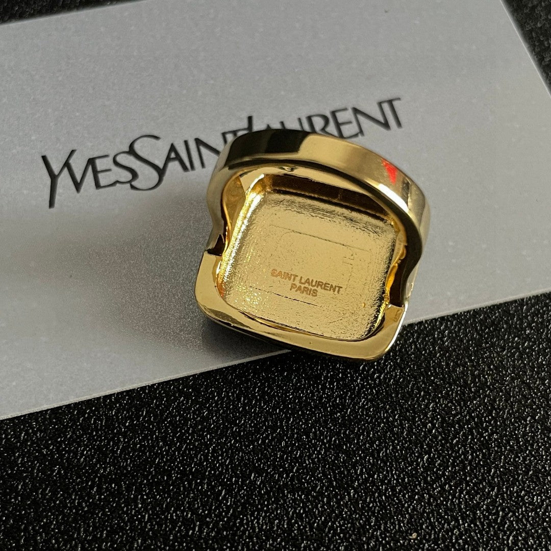 Letter Emblem Statement Ring in Polished Metal-Tone main product view