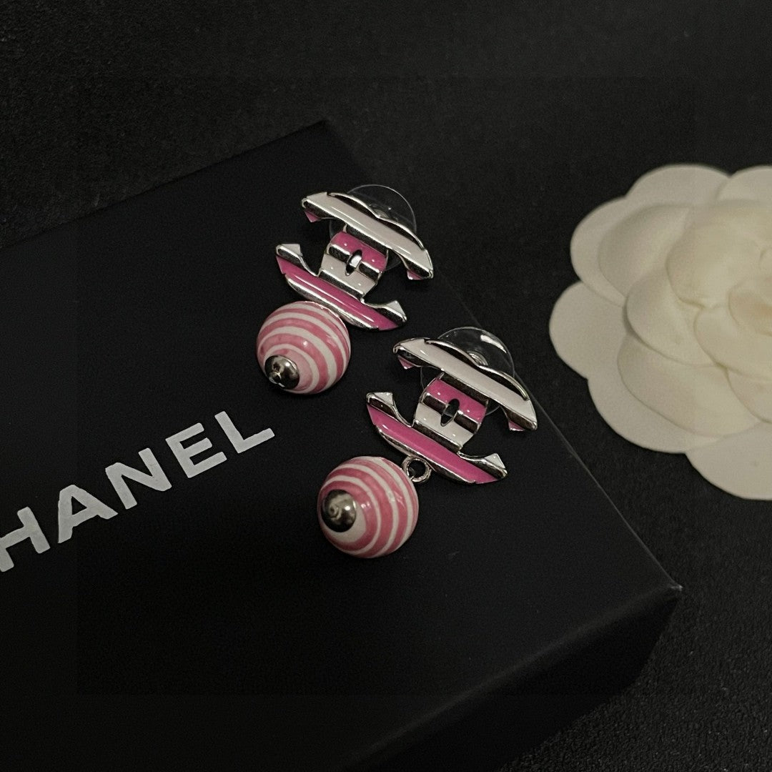 Double-C Emblem Statement Earrings in Polished Metal-Tone – Design 020 detail view