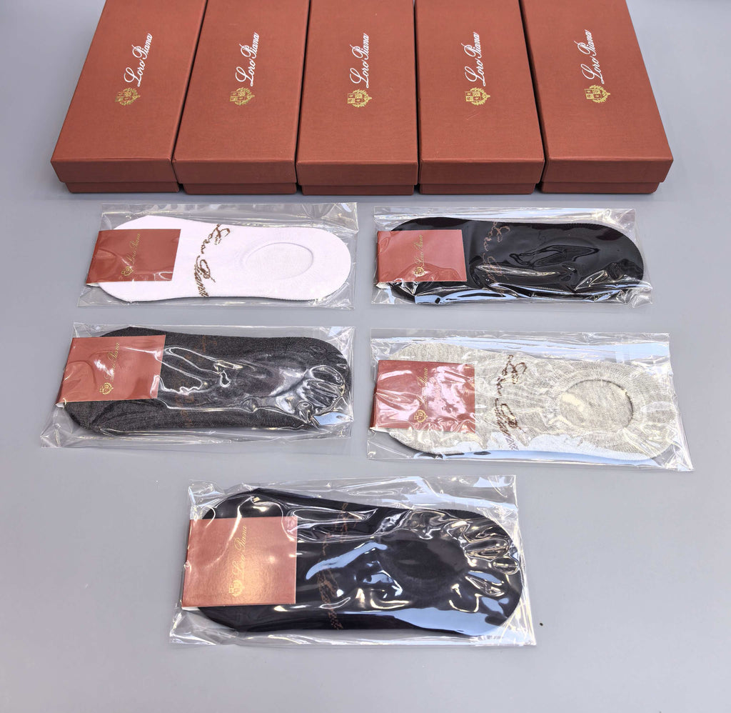 Loro Piana Restrained Wordmarks No-Show Socks - 5-Pair Set