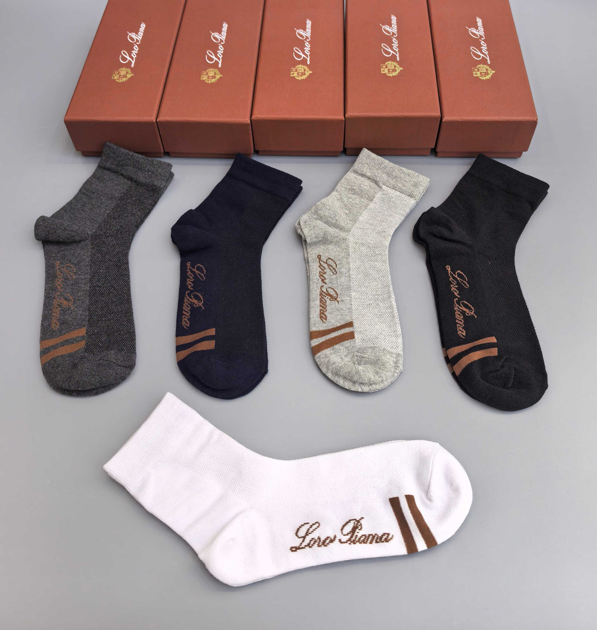 Loro Piana Restrained Wordmarks Crew Socks - 5-Pair Set