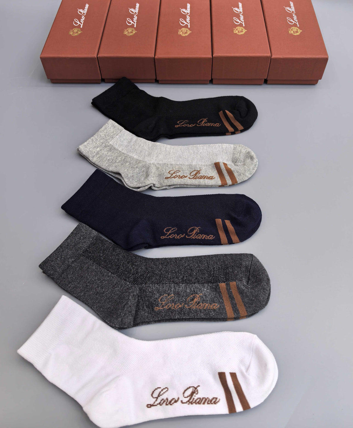 Loro Piana Restrained Wordmarks Crew Socks - 5-Pair Set