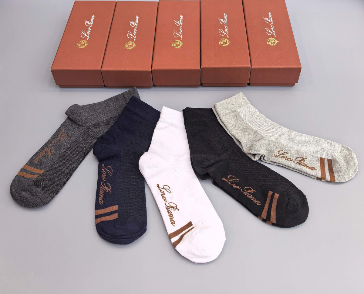 Loro Piana Restrained Wordmarks Crew Socks - 5-Pair Set