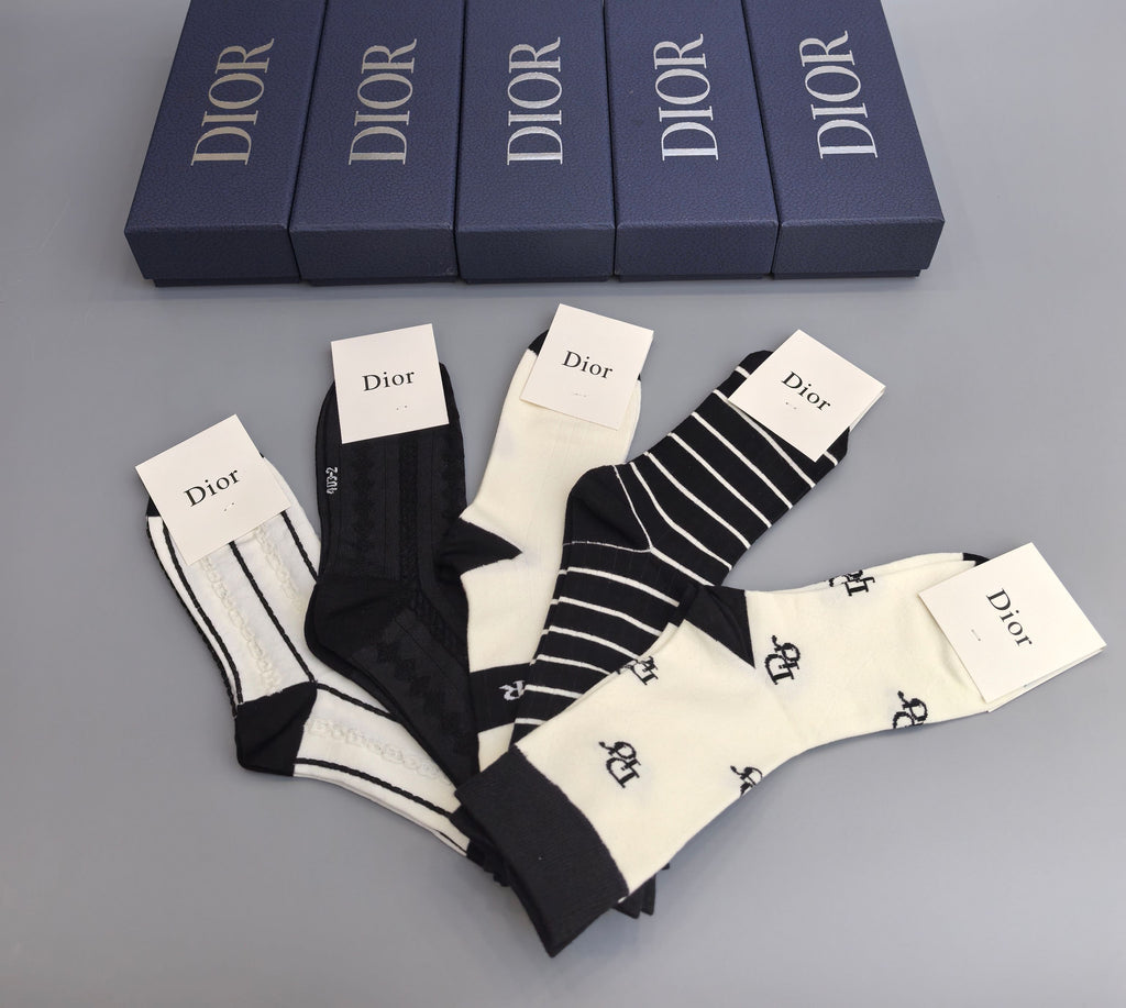 Dior Cotton Crew Socks - 5-Pair Pack