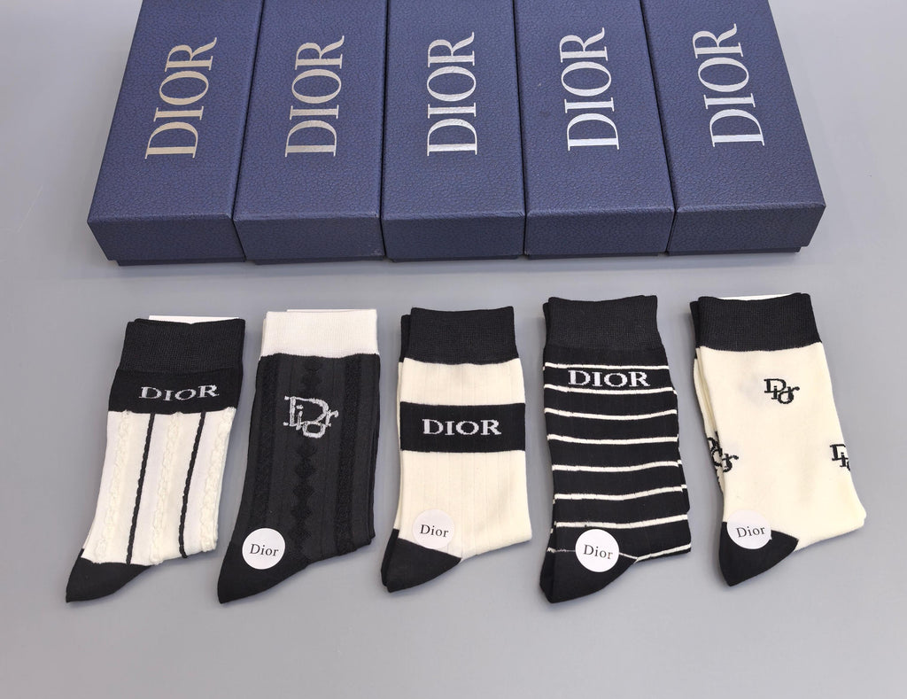 Dior Cotton Crew Socks - 5-Pair Pack