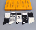 Louis Vuitton White Print Crew Crew Socks 5-Pair Box Collection