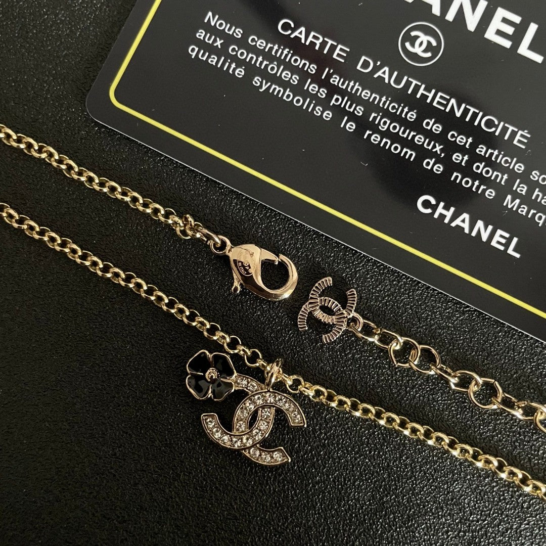Camellia Pendant Necklace in Polished Metal-Tone – Camellia Detail – Design 013 main product view