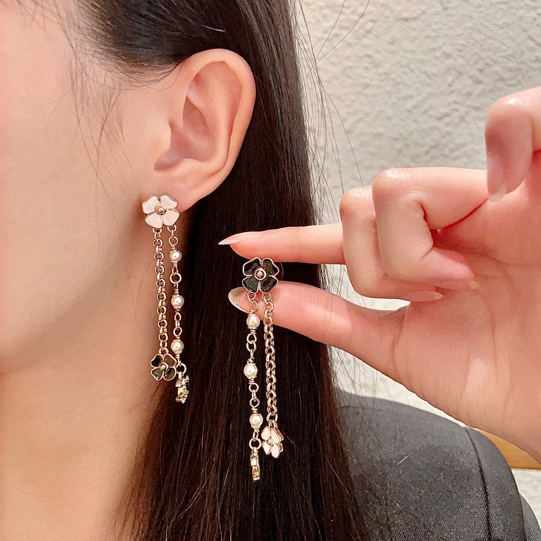 Camellia Statement Earrings in Polished Metal-Tone – Camellia Detail main product view