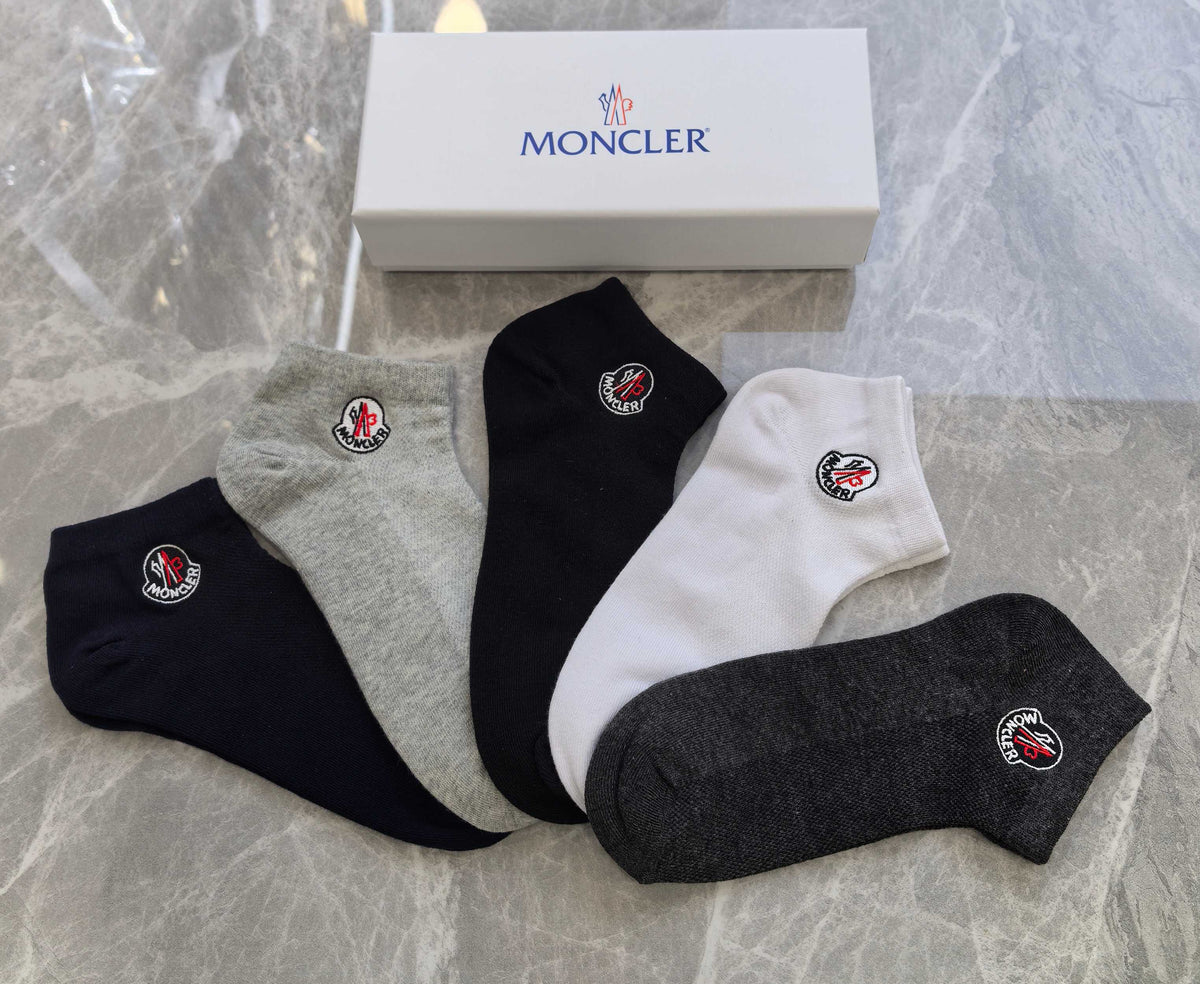 Moncler Small Round Emblems Ankle Socks - 5-Pair Set