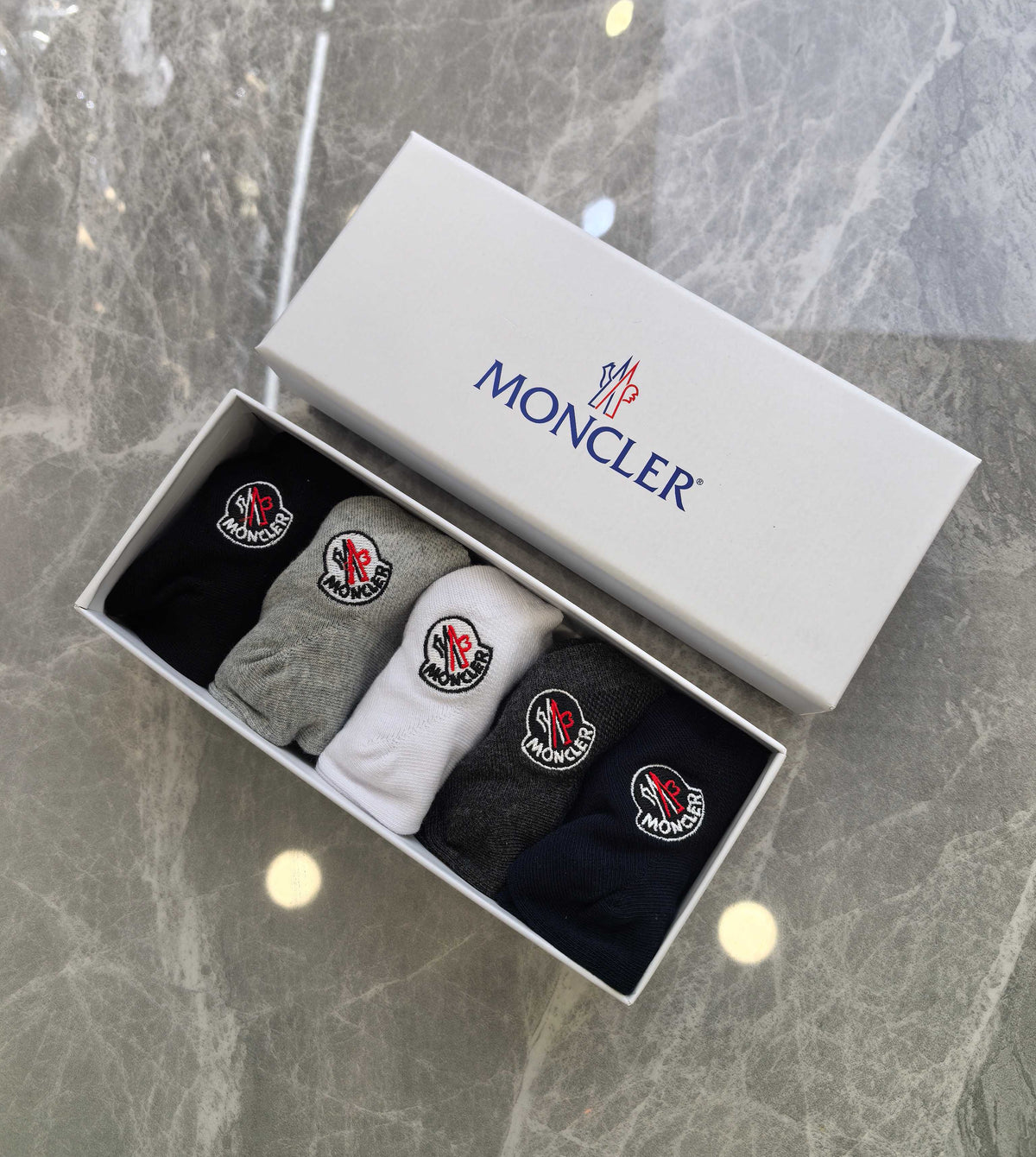 Moncler Small Round Emblems Ankle Socks - 5-Pair Set