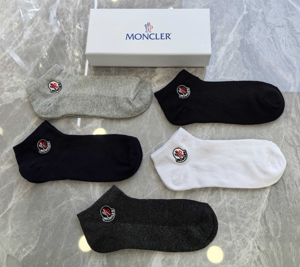 Moncler Small Round Emblems Ankle Socks - 5-Pair Set