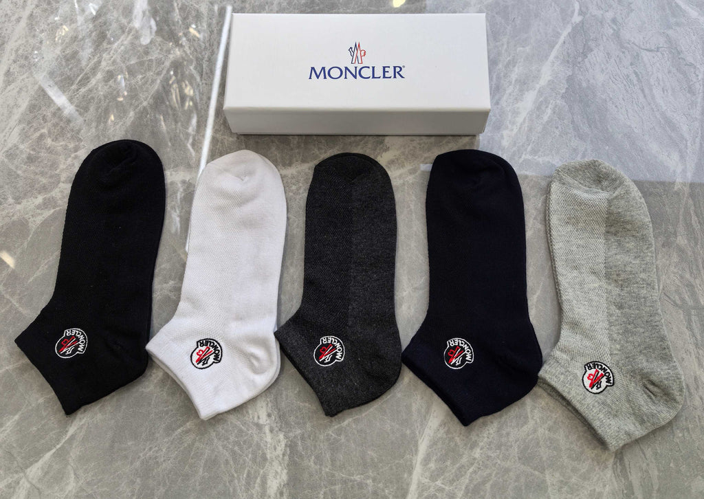 Moncler Small Round Emblems Ankle Socks - 5-Pair Set
