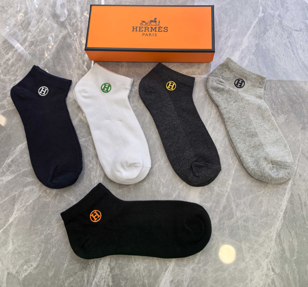 Hermes Small Colourful Emblem Details Ankle Socks
