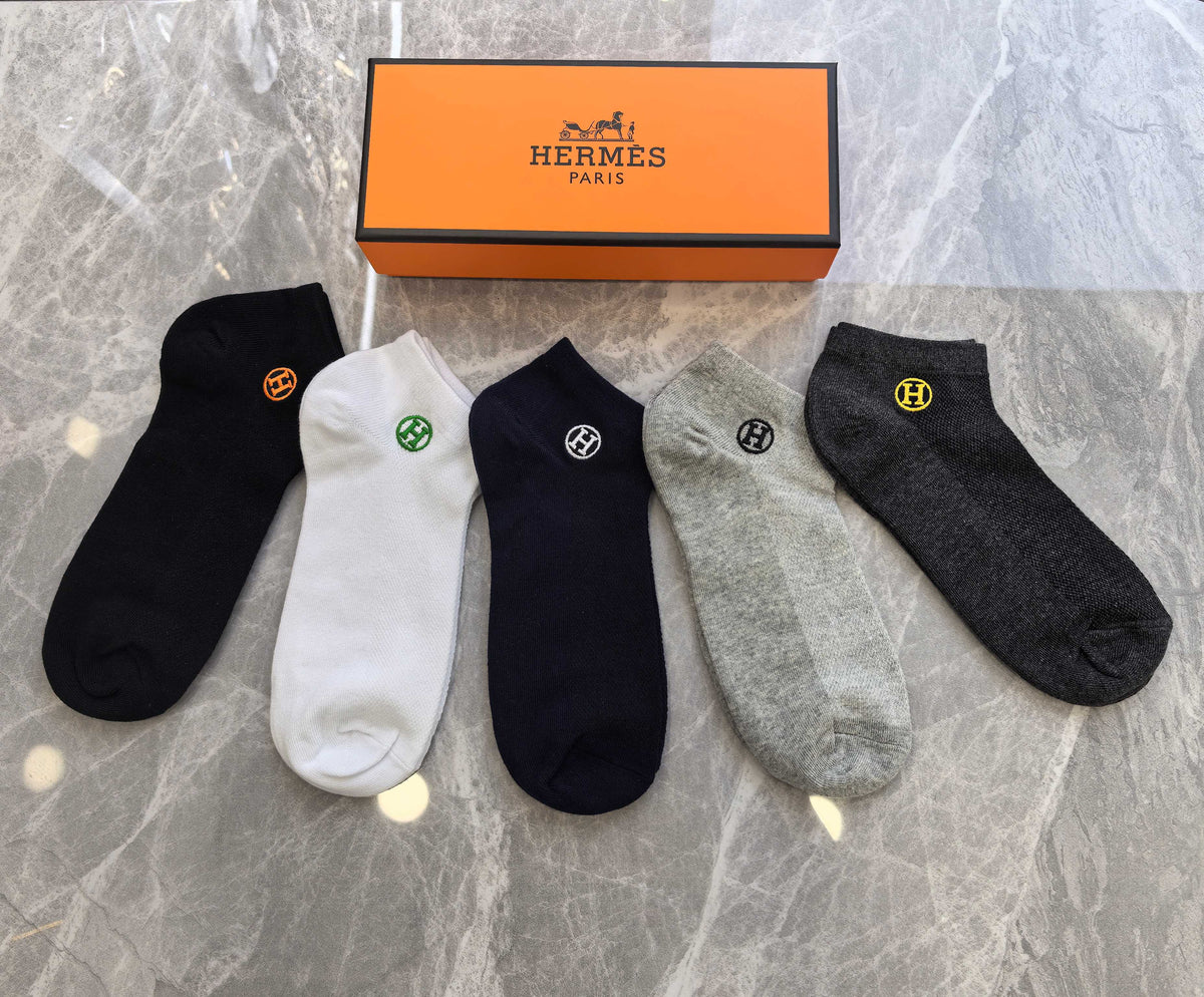 Hermes Small Colourful Emblem Details Ankle Socks
