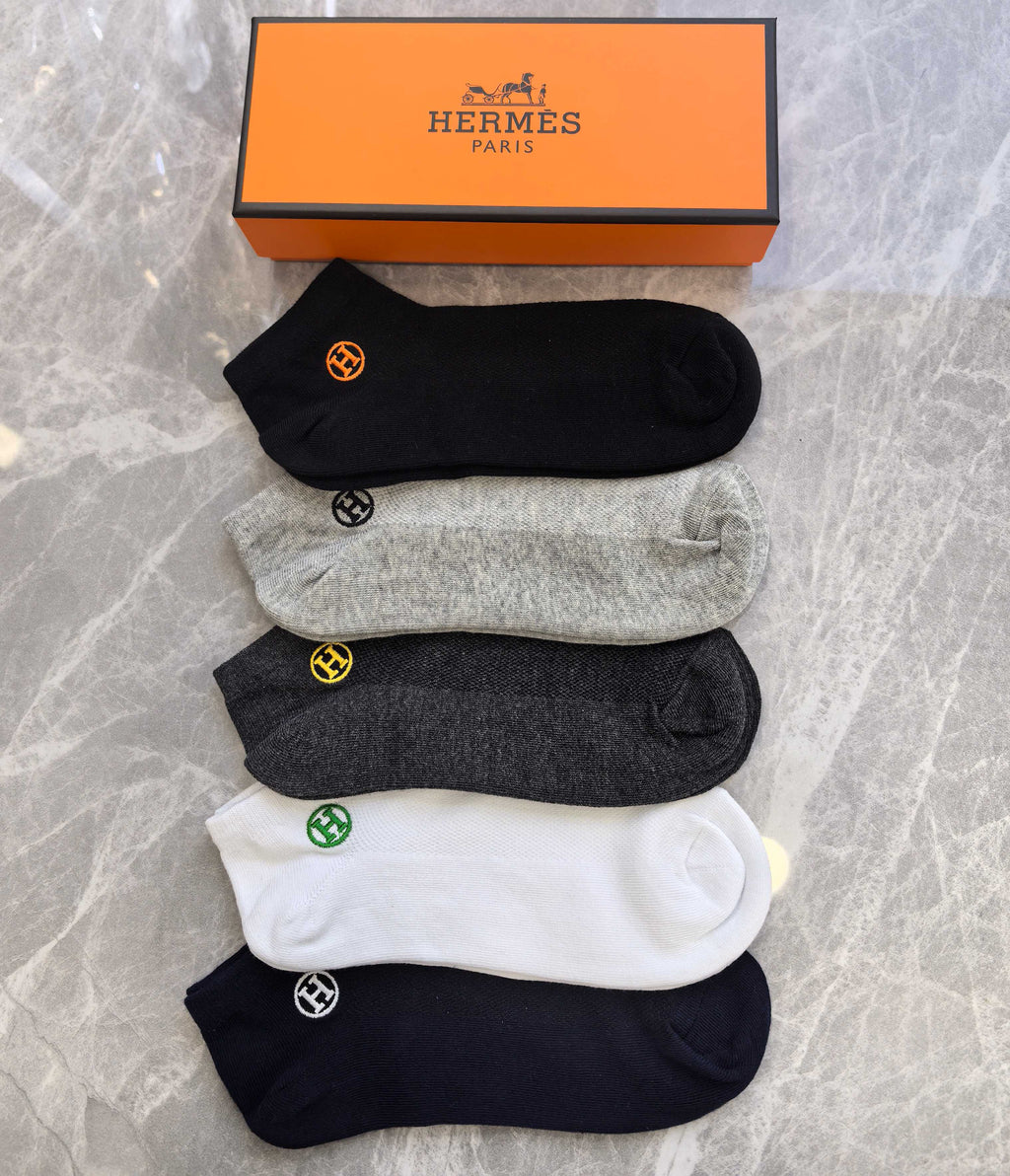 Hermes Small Colourful Emblem Details Ankle Socks