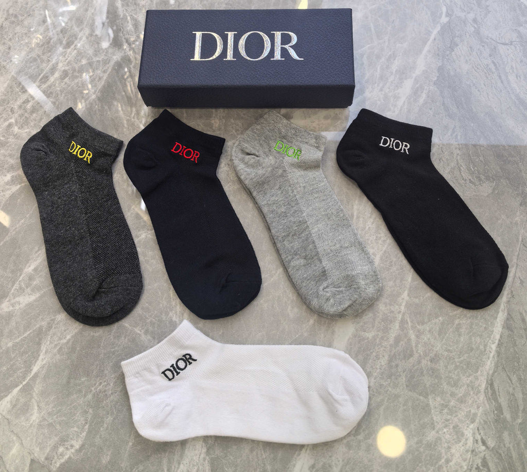 Dior Small Colourful Wordmarks Ankle Socks - 5-Pair Set