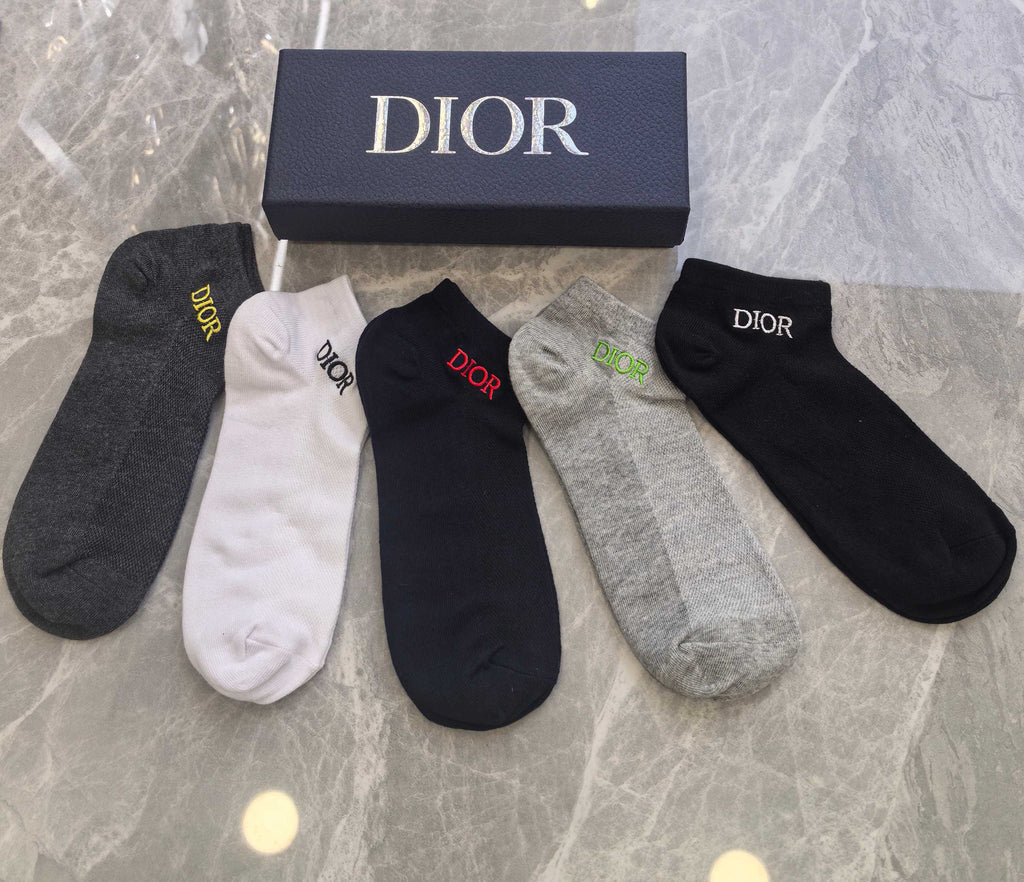 Dior Small Colourful Wordmarks Ankle Socks - 5-Pair Set