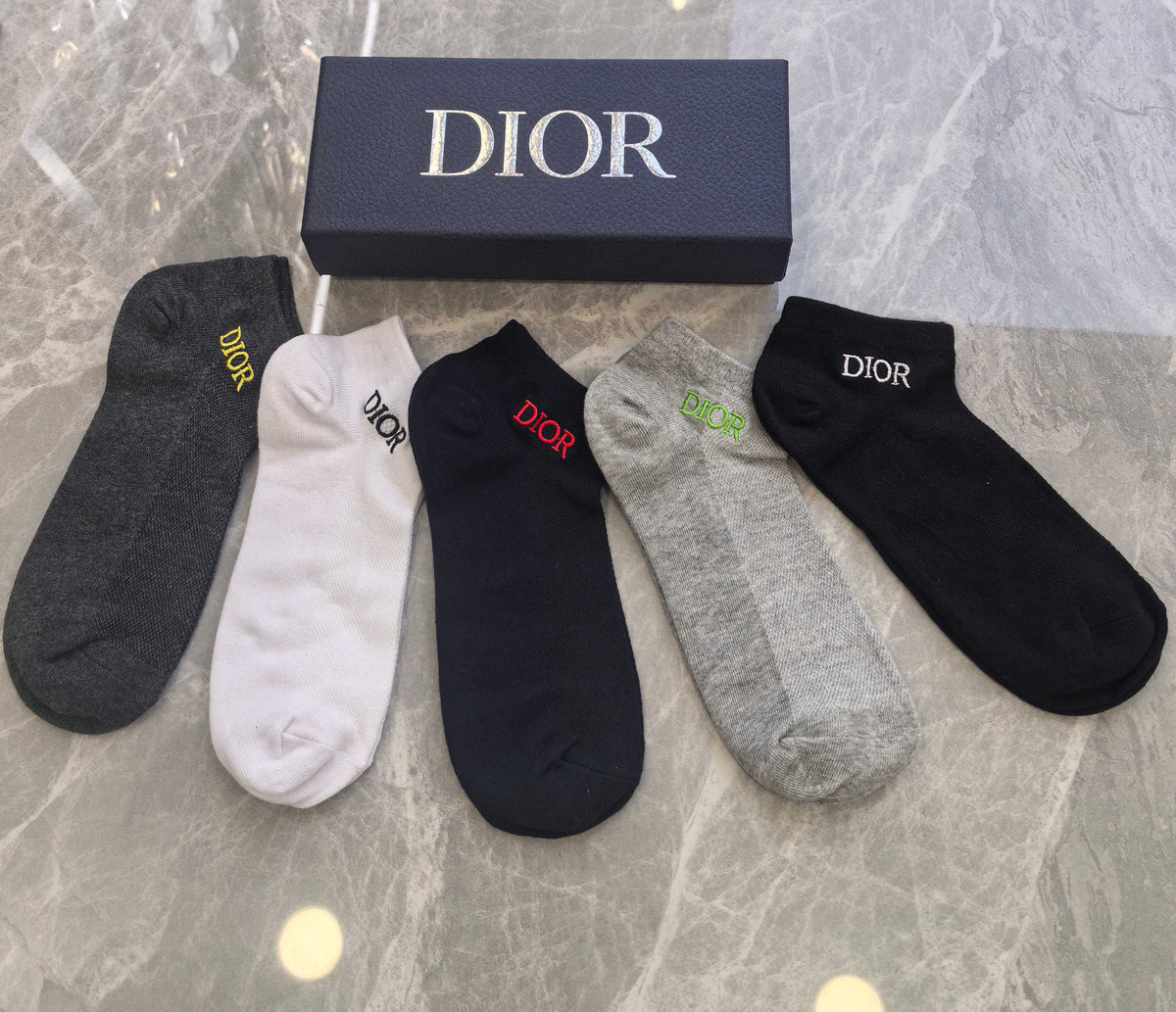 Dior Small Colourful Wordmarks Ankle Socks - 5-Pair Set