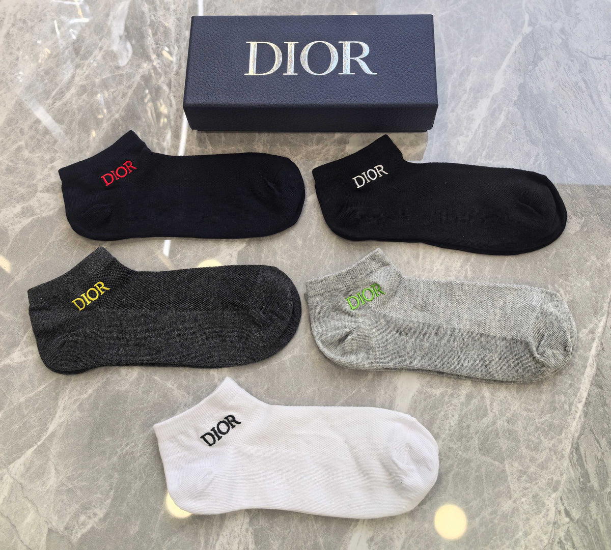 Dior Small Colourful Wordmarks Ankle Socks - 5-Pair Set