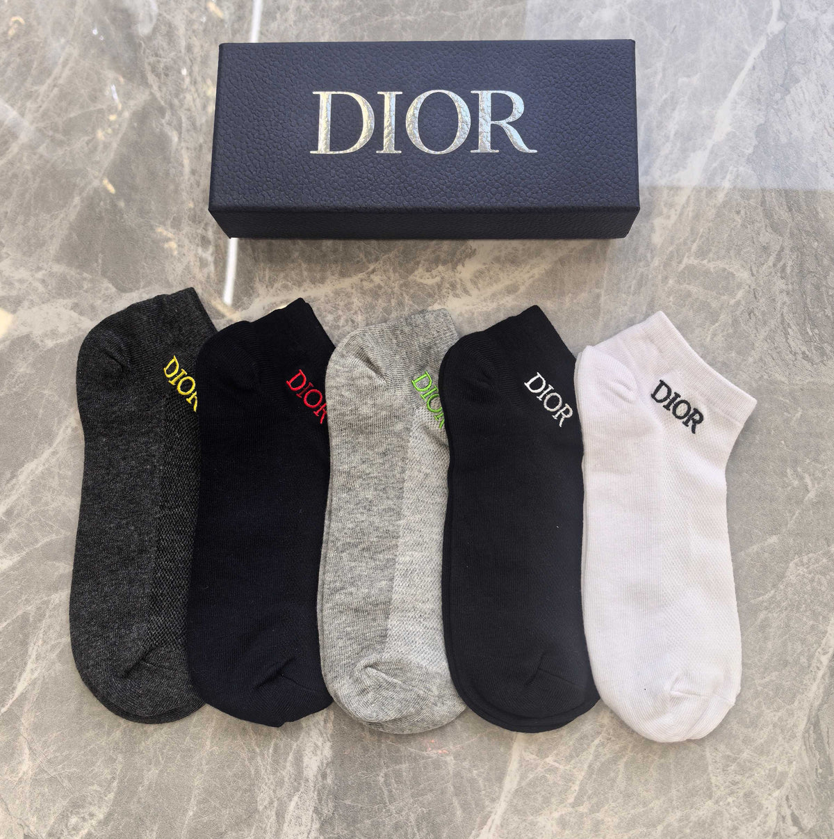 Dior Small Colourful Wordmarks Ankle Socks - 5-Pair Set