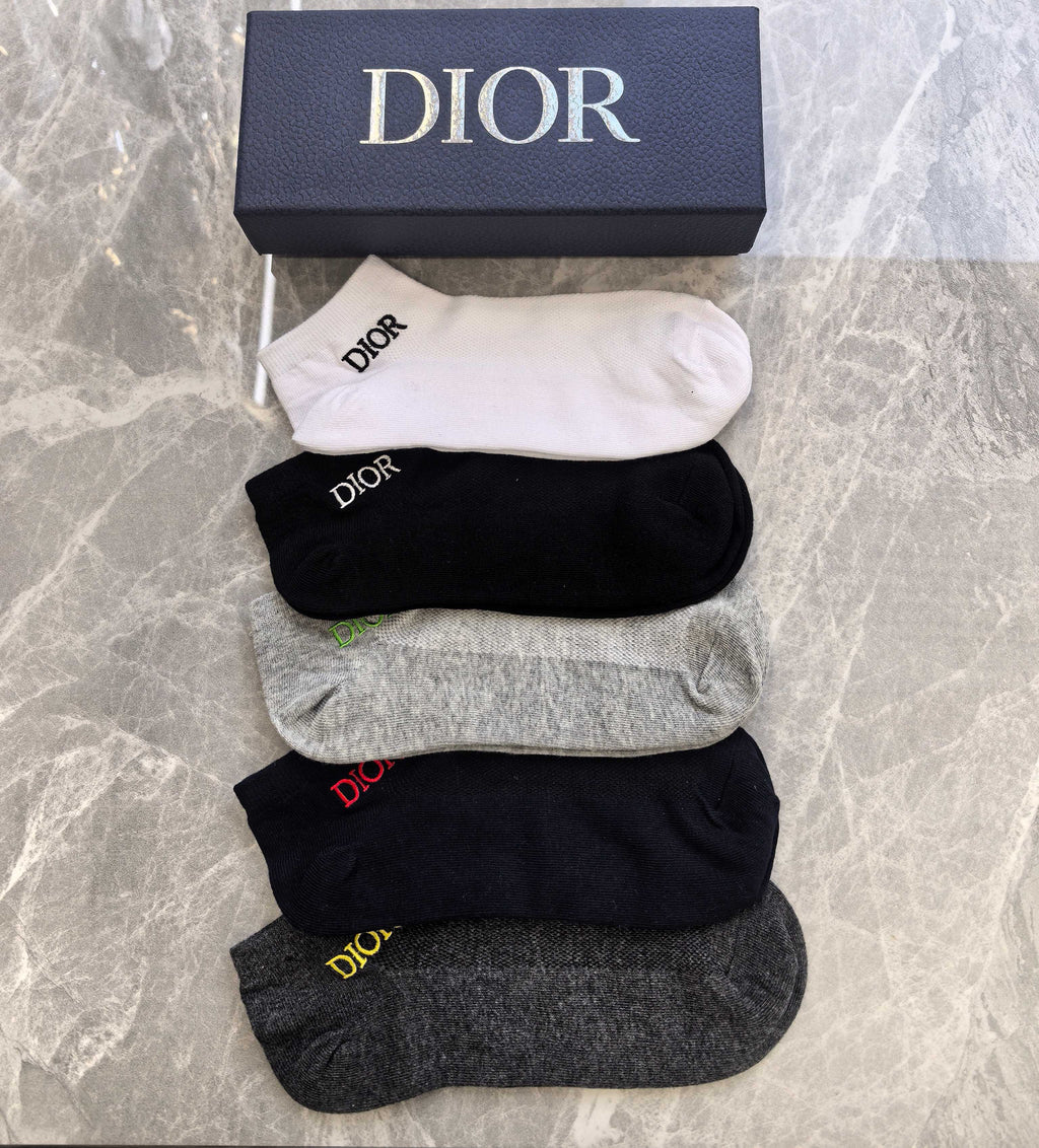Dior Small Colourful Wordmarks Ankle Socks - 5-Pair Set