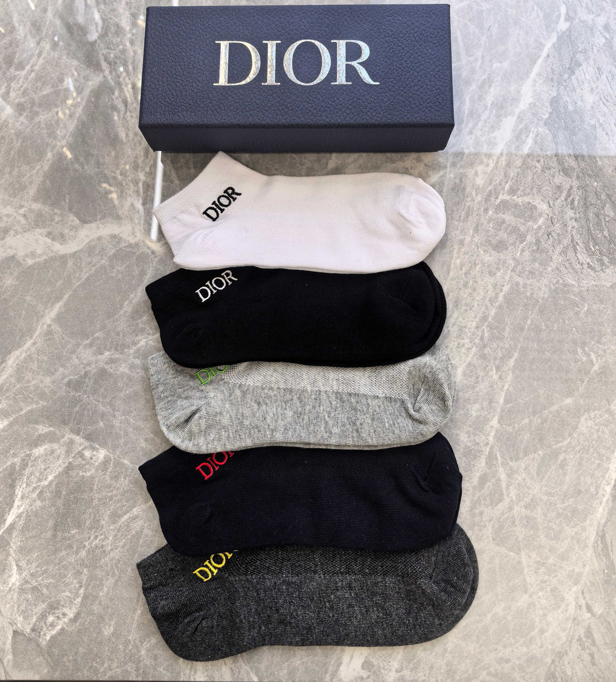 Dior Small Colourful Wordmarks Ankle Socks - 5-Pair Set