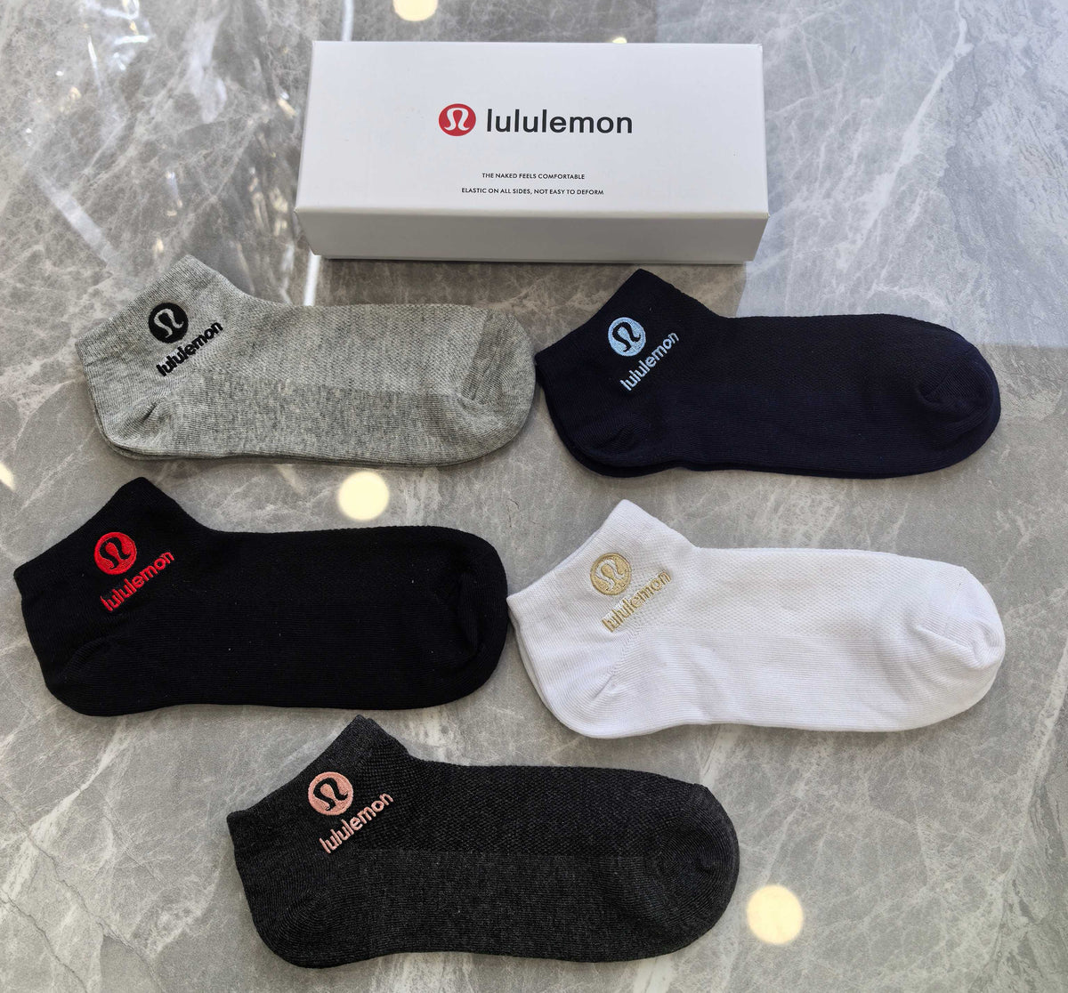 Lululemon Pastel Colour Tonal Waistbands No-Show Socks - 5-Pair Set