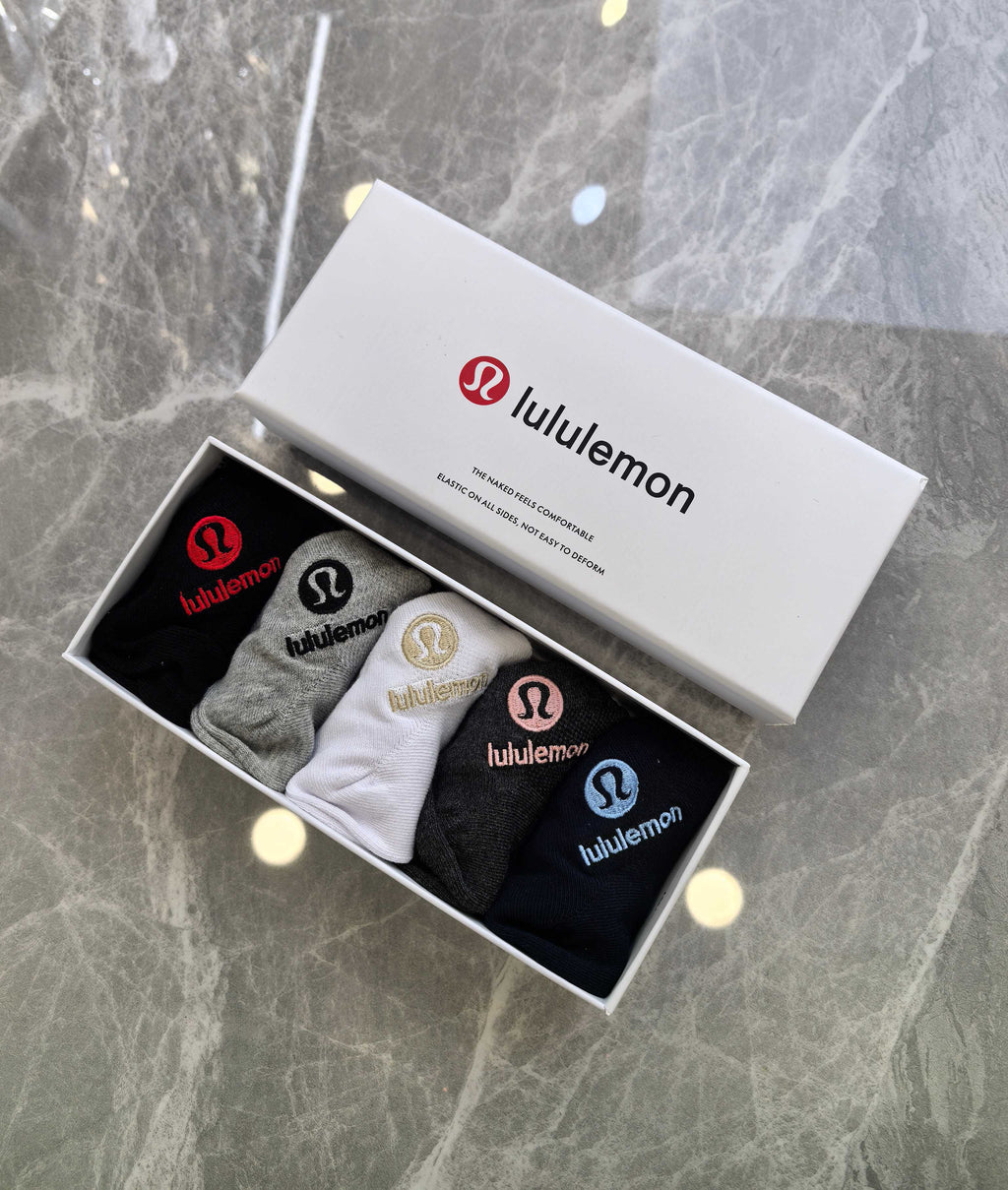 Lululemon Pastel Colour Tonal Waistbands No-Show Socks - 5-Pair Set