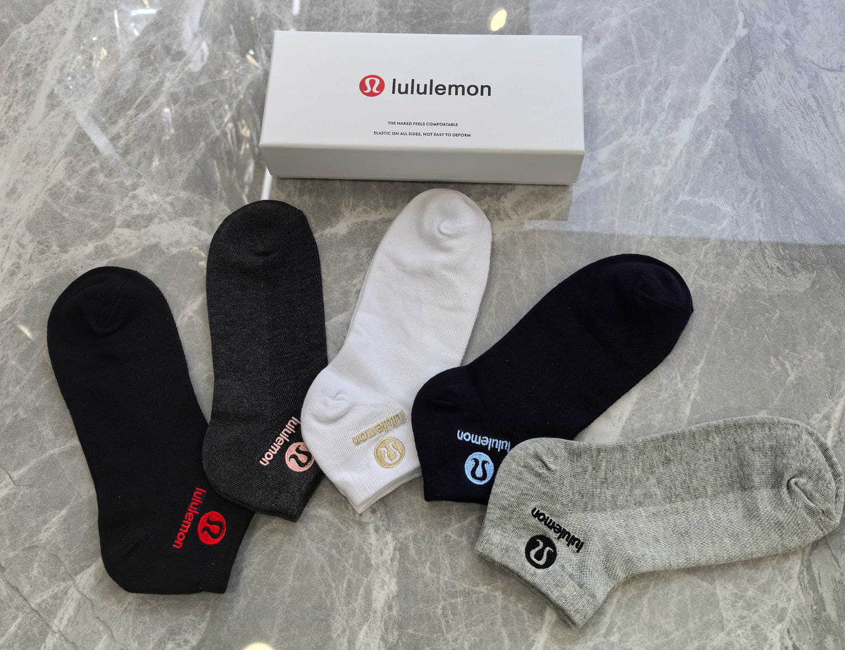 Lululemon Pastel Colour Tonal Waistbands No-Show Socks - 5-Pair Set